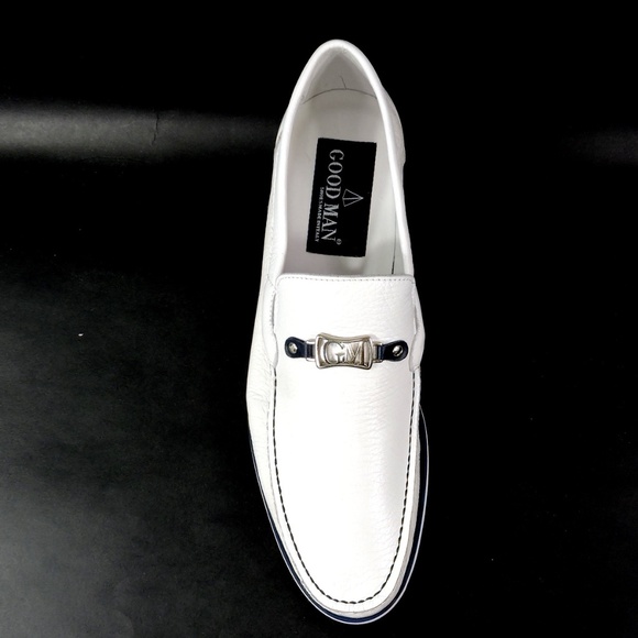 GOODMAN 🇮🇹 MEN'S SOFT WHITE LEATHER COMFORT LOAFERS - Picture 6 of 8